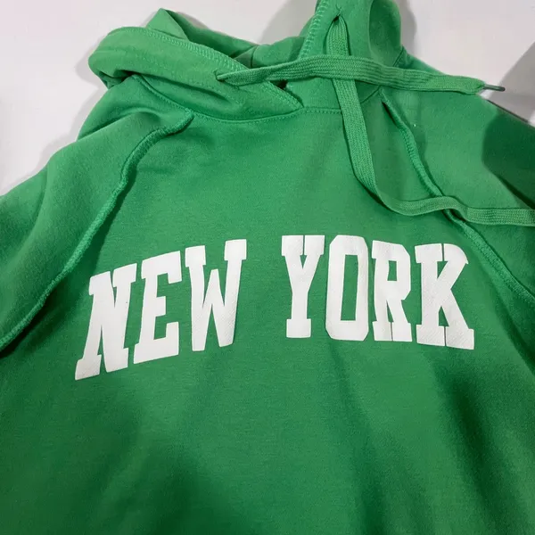 Green Cropped New York Hoodie Oversized Women Sz 8 By Relaxx‎ New - Image 2