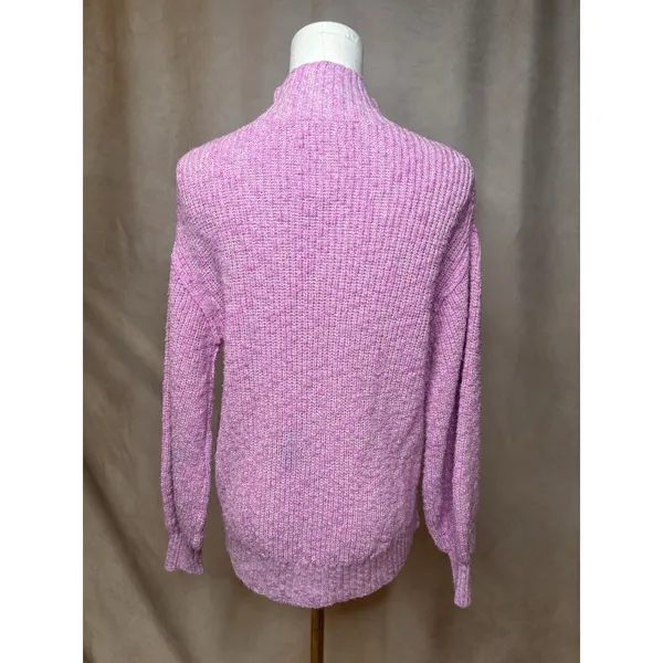 Aerie Pink Mock Neck Cotton Sweater XS Chunky Knit Pullover - Image 3