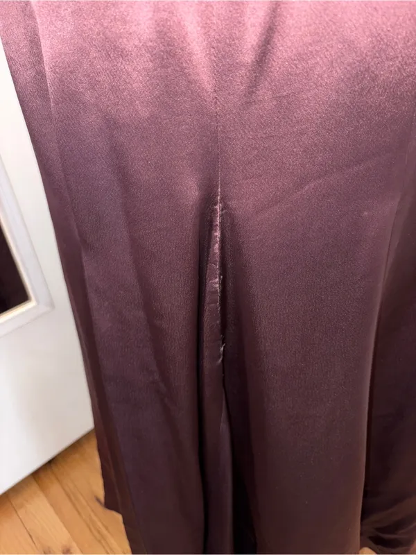Vera Wang Vintage Brown Satin Plunge Open Back Evening Gown Dress 12 - Image 10