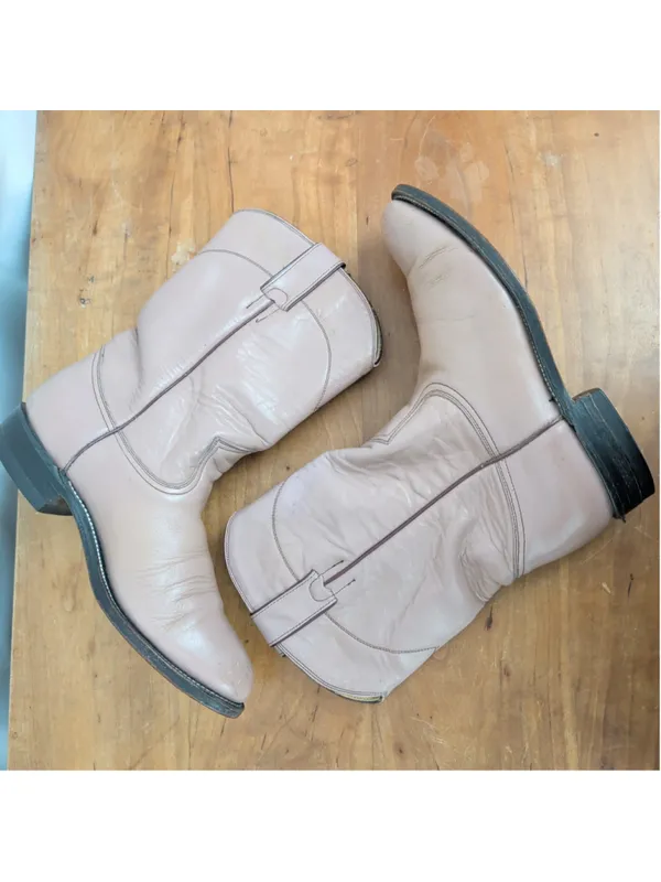 Vintage Pecos Bill soft pink Ladies' Leather Roper Western Boots Size 7 - Image 5