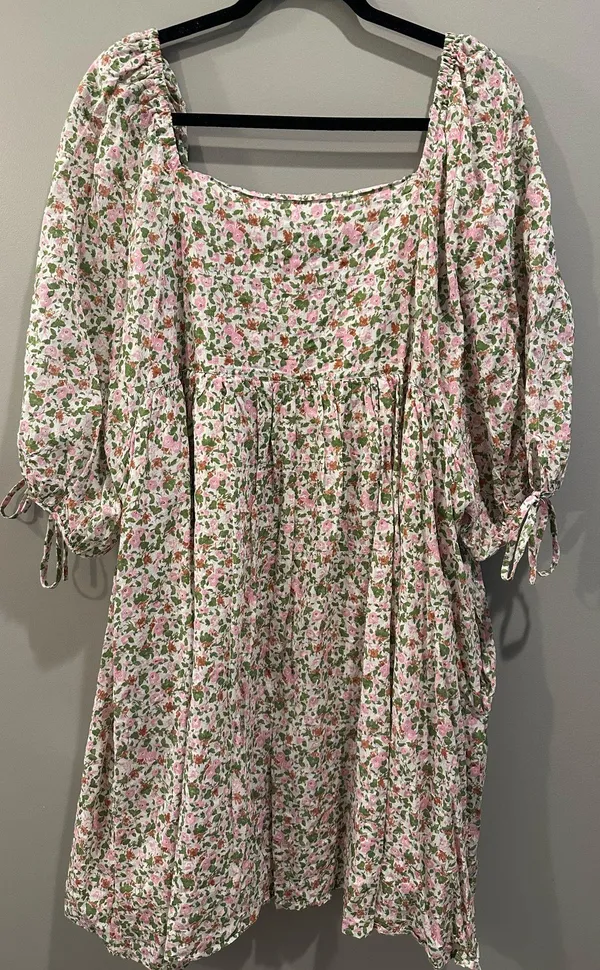 Hayden Floral Puff Sleeve Square Neck Babydoll Dress - Image 4