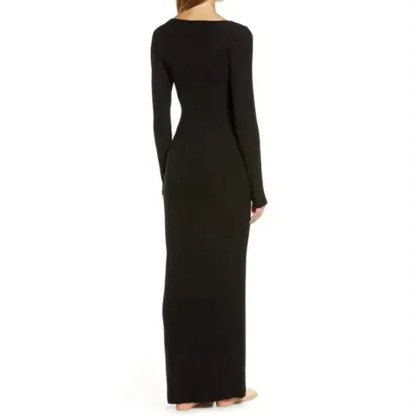 Skims Soft Lounge Long Sleeve Dress in Black - Image 3