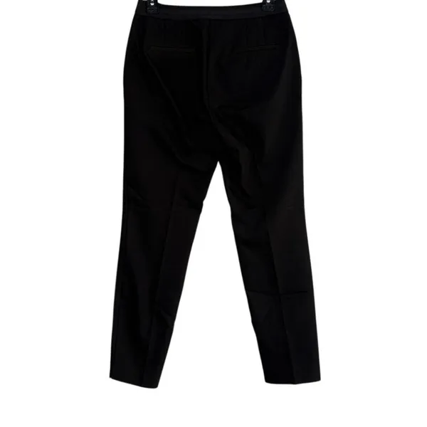Zara Slim Straight Mid Rise Ankle Cropped Trouser Flat Front Pockets M Black - Image 11