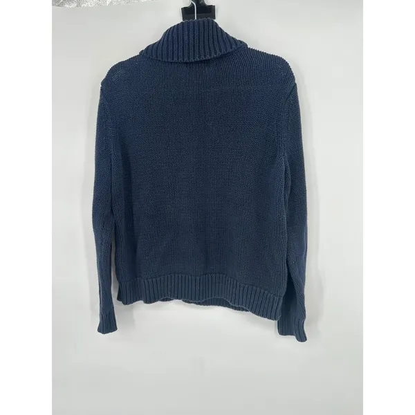 Lands‎ End Drifter Blue Cableknit Turtleneck Sweater Womens Large Fisherman - Image 4