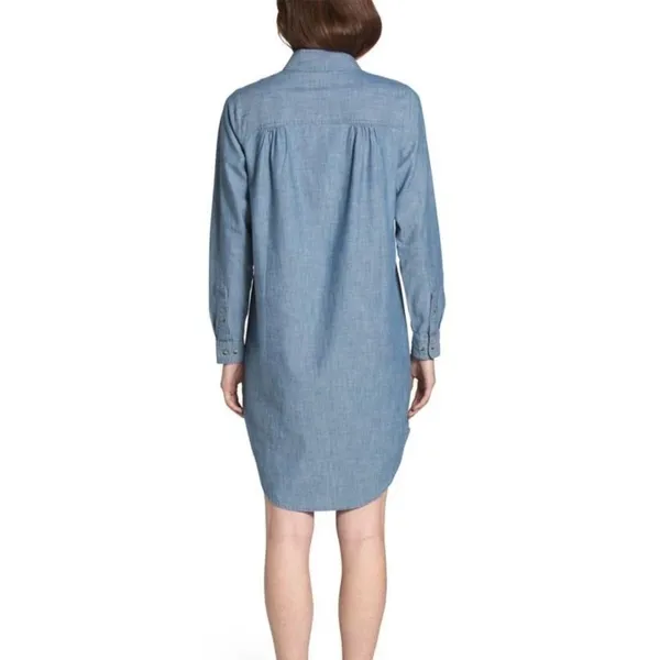 The North Face Black Chambray Long Sleeve Button Shirt Dress Indigo Denim - Image 7