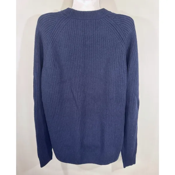 Quince Navy Blue 100% Cashmere Ribbed Crew Neck Sweater Womens Large NEW - Image 6