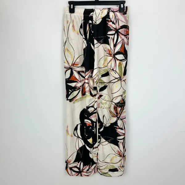 IC Collection Printed Pants Wide Leg Pull On Resort Flower Watercolor Small NWT - Image 7