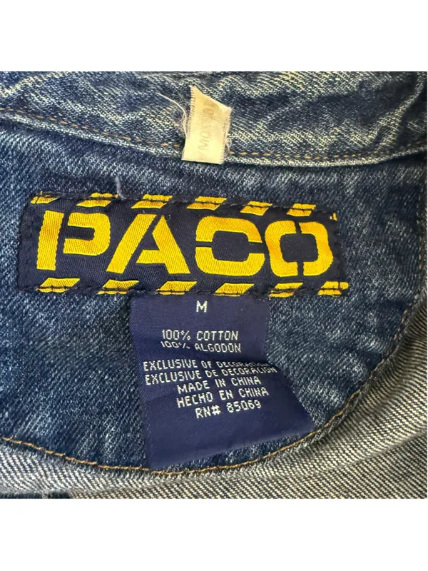 Paco vintage 90s Y2K blue denim jacket shacket grunge rocker biker streetwear M - Image 8