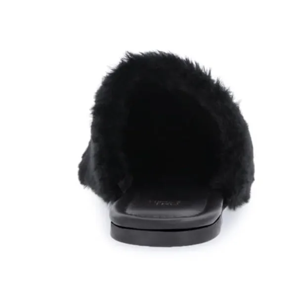 TIME and TRU Womens Black Slippers Size 8 Faux Fur Mules Slip On Comfort New - Image 4
