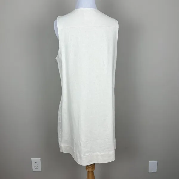 Hyacinth House Tuckernuck‎ Mini Dress Womens Medium Ivory Linen Cotton Lace Up M - Image 6