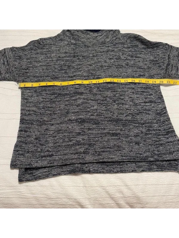 Madewell Marled Mockneck Sweater Women's Small Navy‎ Blue White Knit Pullover - Image 4