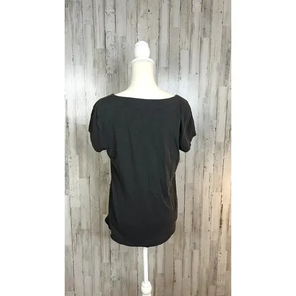 American Eagle‎ Women's Medium Dark Gray Scoop Neck Studded Short Sleeve Top - Image 6