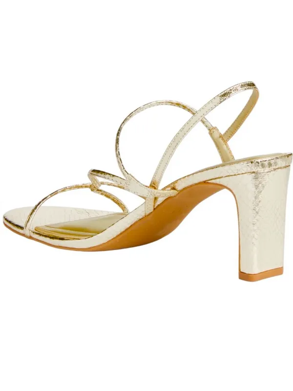 Open Edit Pia Slingback Sandal Gold Metallic Snake Print Block Heel Size 5.5 - Image 2