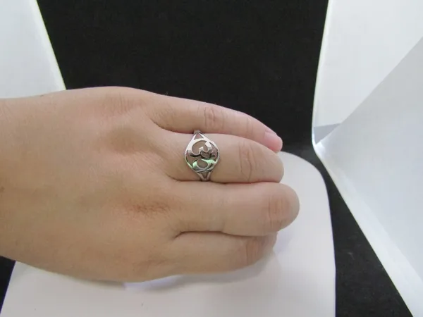 Om Silver Stainless Steel Ring - size 8.75 - Image 3