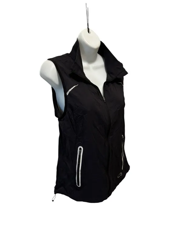L.L. Bean Lightweight All~Sport Nylon Vest Sz S Reg Black Reflective Running - Image 2
