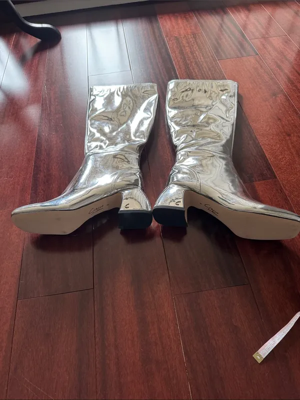 Sam Edelman Silver Knee Block Heel Boots size 6 new no box - Image 5