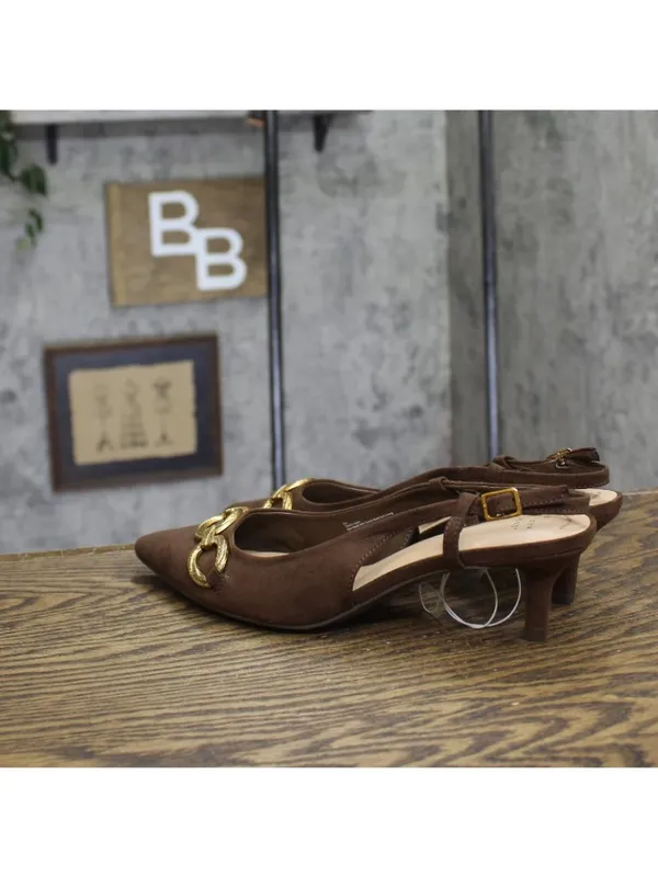 NWT A New Day Tabitha Oversized Chain Sling Back Heels 94305250 Brown 9.5M - Image 3