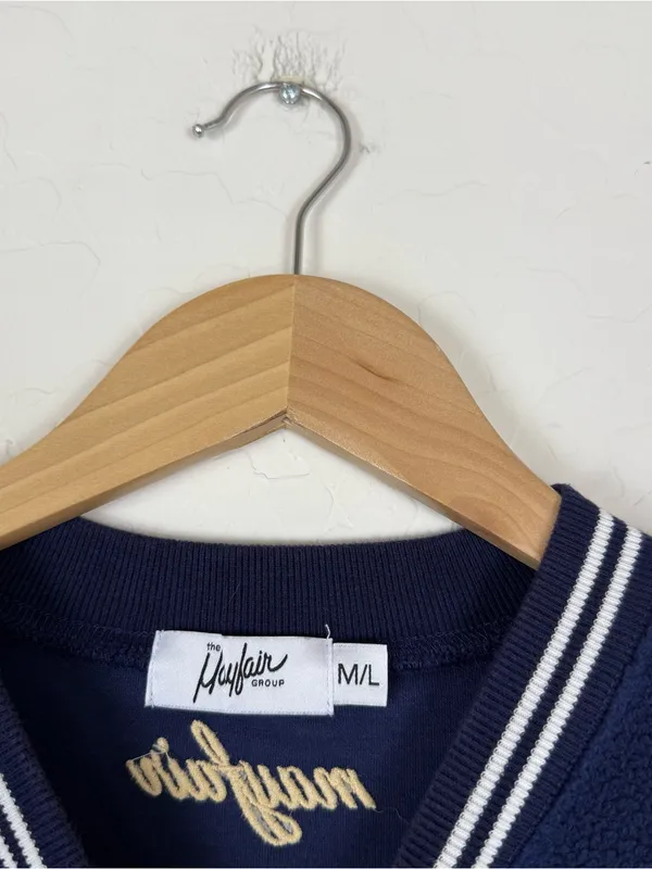 THE MAYFAIR GROUP kindness crewneck teddy fitted crewneck in blue - Image 7