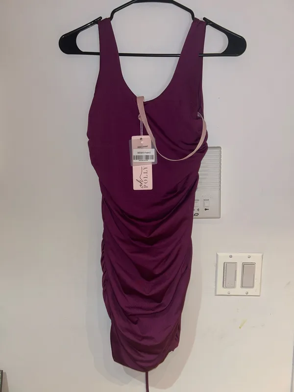 Oh Polly Mini Dress Purple Cut-Out - Image 3