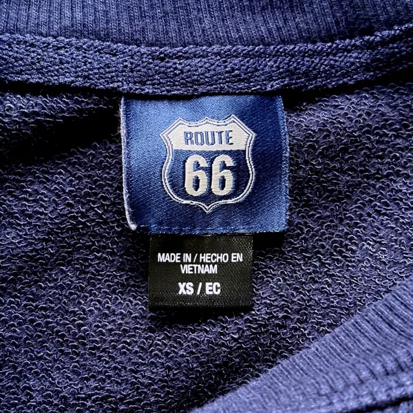 Route 66 Women's Navy Blue Floral Graphic Crewneck Sweatshirt XS Raglan Sleeve - Image 7