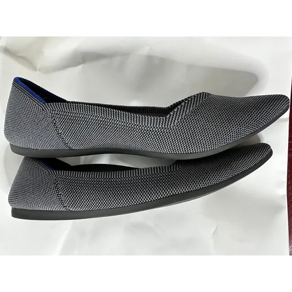 Rothy's the Point Ballet Flats in Black and White with Blue Trim - Image 5