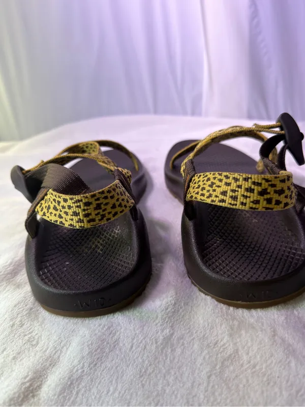 Chacos Kids Yellow Patterned Strap Sandal with Brown Footbed - Image 8