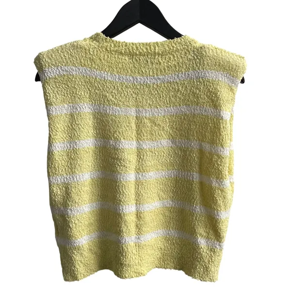 Strut & Bolt Womens Striped Textured‎ Knit Sleeveless Sweater Top Medium Yellow - Image 4