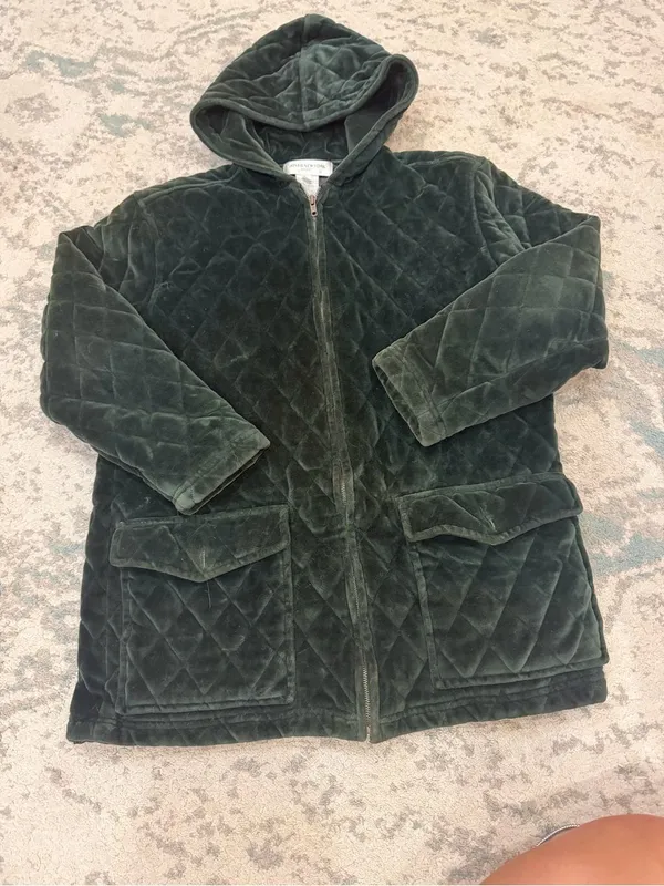 Jones New York Sport Quilted Velour Hooded Jacket Size S - Image 2