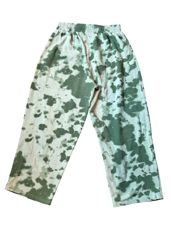 Guns N' Roses Women's Green Tie-dye Cropped Lounge Pants. - Image 2