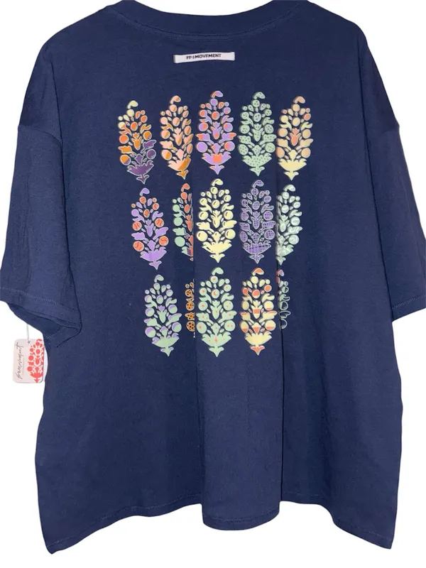 SOLD OUT Free People Movement Tackle Logo Tee Size Large NWT Urban Buti Navy - Image 6