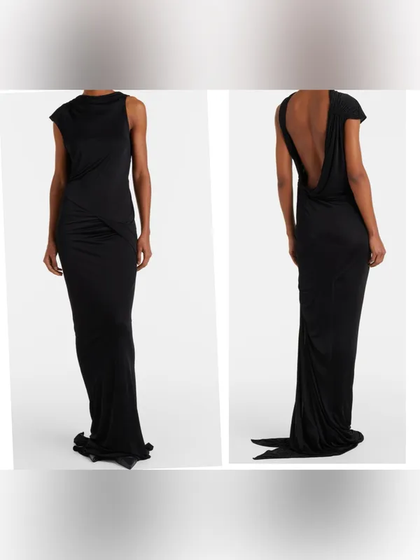 Rick Owens Lilies Shailee Draped Dress Gown Black Avant Garde Draped Size US 2 - Image 2