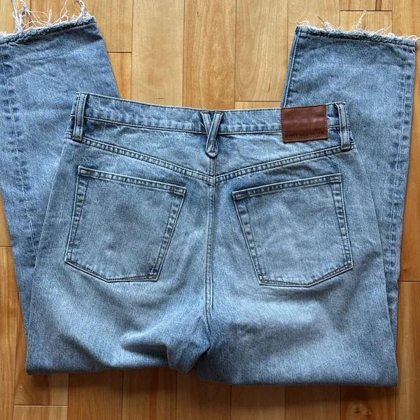 J Crew point sur distressed button fly light wash denim straight leg jeans - Image 2