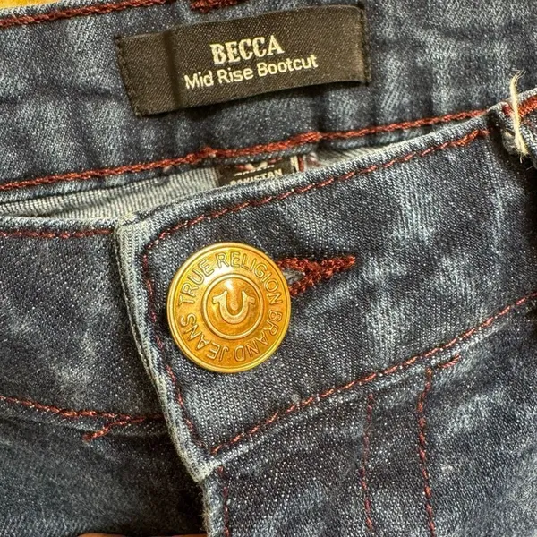 True Religion Becca Mid Rise Boot Cut Dark Wash Jeans Size 30‎ - Image 6