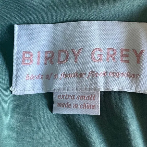 Birdy Grey Jesse Dress Sea Glass Green Satin Bridesmaid Slit Flutter Sleeve XS - Image 8