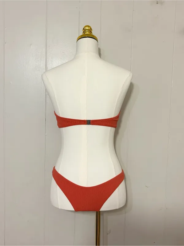 TJ Swim Ribbed Bandeau Bikini Set Rust Orange Size S Two Piece - Image 6
