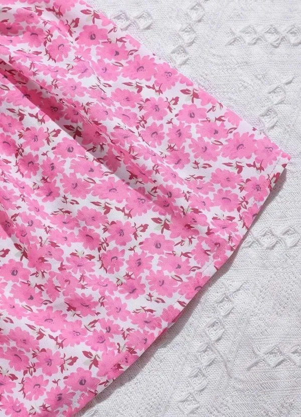 SheIn Pink Floral Wide Leg Shorts - Image 3