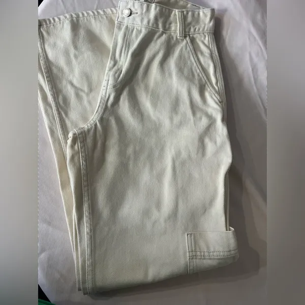 H&M Women's Cream Wide Leg Jeans - Image 9