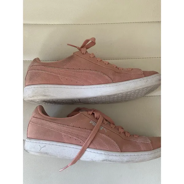 Puma Vikky v2 Suede Sneakers Pink Low Top Womens 7 367990-01 SoftFoam‎ - Image 5