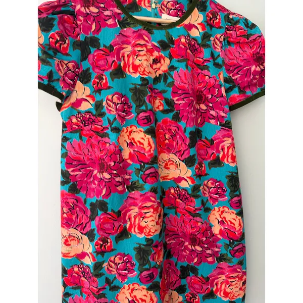 Elizabeth James The Label Floral Mini Dress M | Teal, Pink & Coral - Image 6