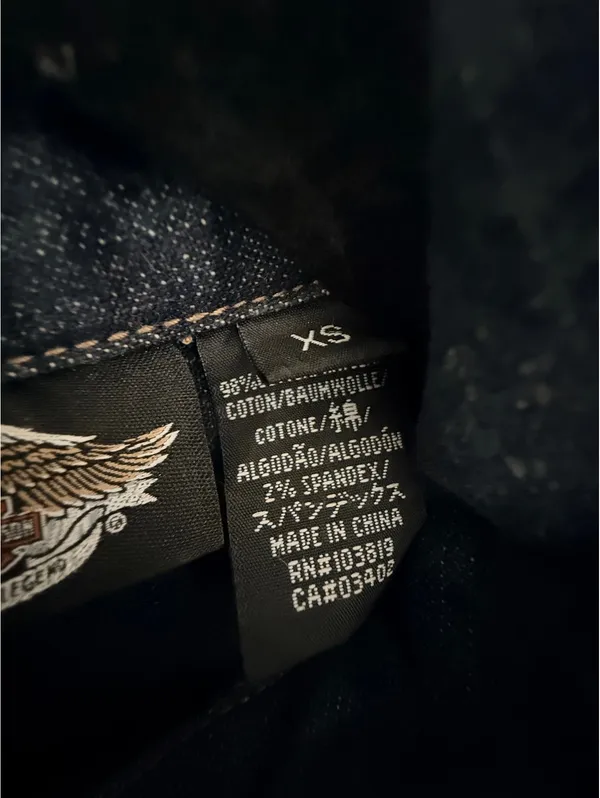 Harley-Davidson Women’s XS Denim Jacket Eagle Rhinestone Embroidered Moto - Image 6