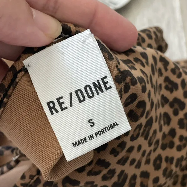 Re/Done Cami Bodysuit cotton leopard print backless womens Brown small going out - Image 2