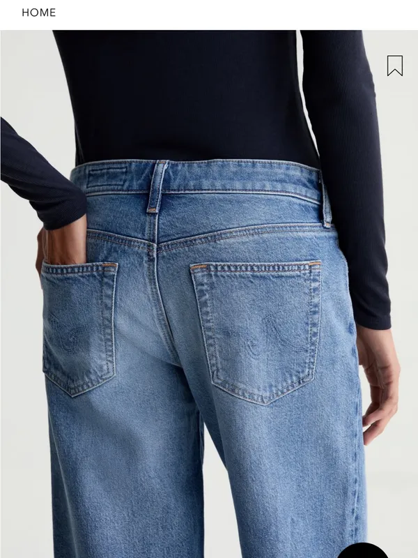 Ag Adriano Goldschmied Medium Blue Wide Leg Jeans with Faded Wash - Image 3