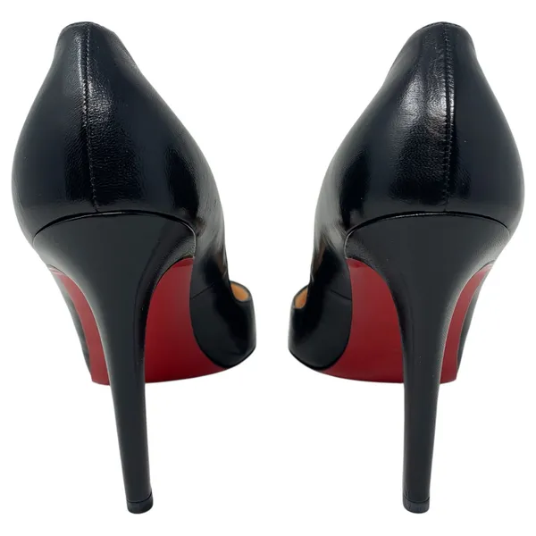 Christian Louboutin Pigalle 100 Black Leather Pointed Toe Stiletto Pumps EU 38 - Image 5
