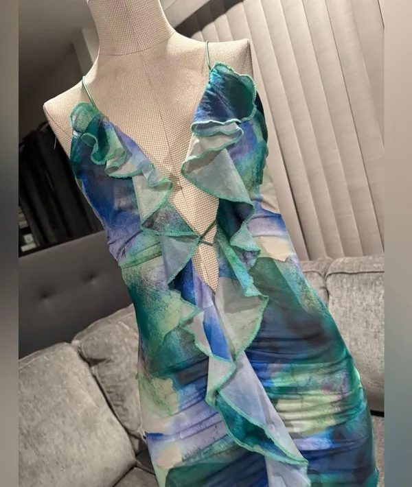 🌸AMTIOUS mesh blue mini dress ✨ - Image 8