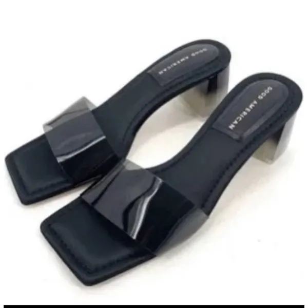 Good American Womens‎ Shoes Slides Sandals Block Heel Ombre Square Toe Black 8.5 - Image 11