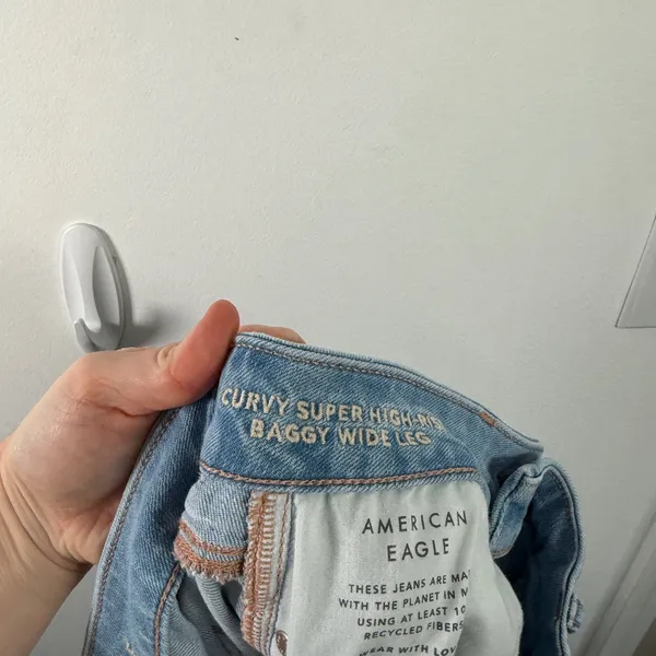 American Eagle Curvy Super High Rise Baggy Wide Leg Jeans Medium Wash Womens 6? - Image 8