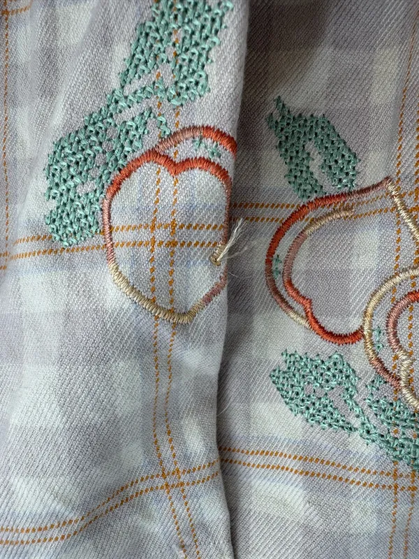 Urban Outfitters Peach Wrap Skirt Embroidered Plaid Pleated Mini M - Image 5