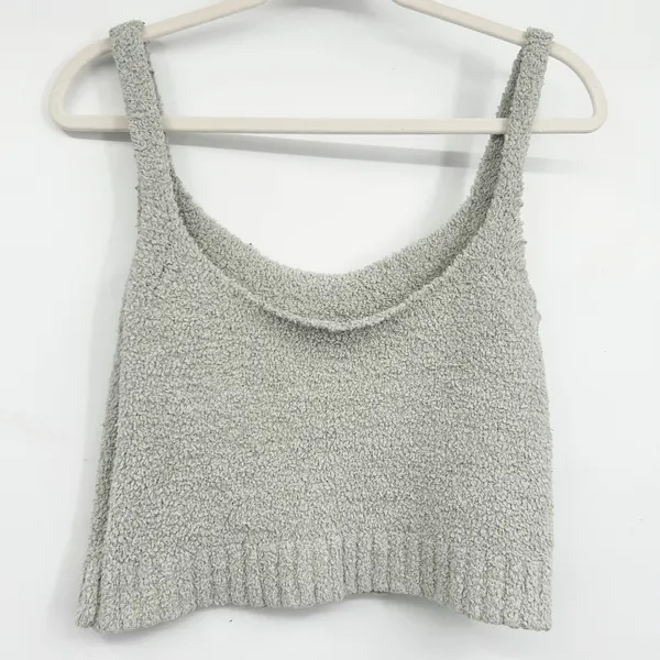 SKIMS Womens Sage Green Cozy Knit Boucle Lounge Scoop‎ Crop Tank Top Size L/XL - Image 6