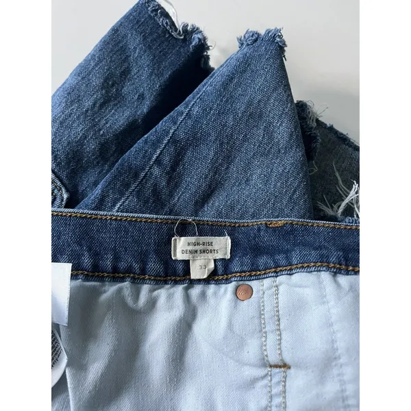 Madewell High Rise Frayed Hem Denim Shorts Blue Women's Size 33 - Image 3