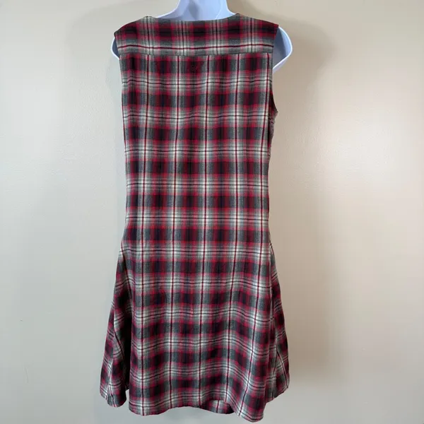 Kuhl Plaid Mini Dress Womens Med‎ Red Grunge Button Front Sleeveless schoolgir - Image 6